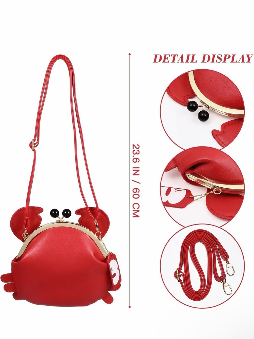 Red Cute Crab Crossbody Bag - Women's Shoulder Purse
